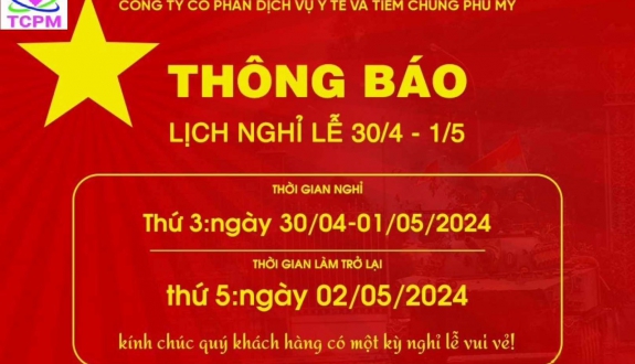 TCPM Thông Báo Lịch Nghỉ Lễ 30/4-01/05-2024