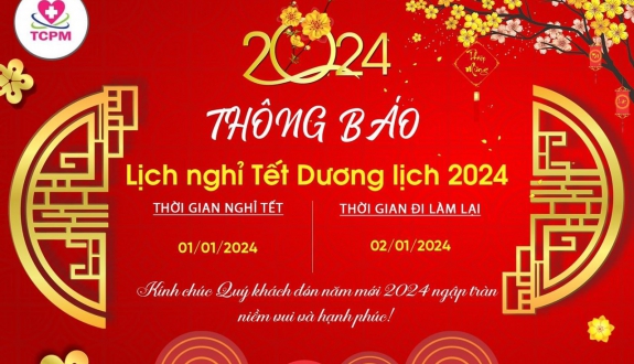 TCPM Thông Báo Lịch Nghỉ Tết Dương Lịch 2024